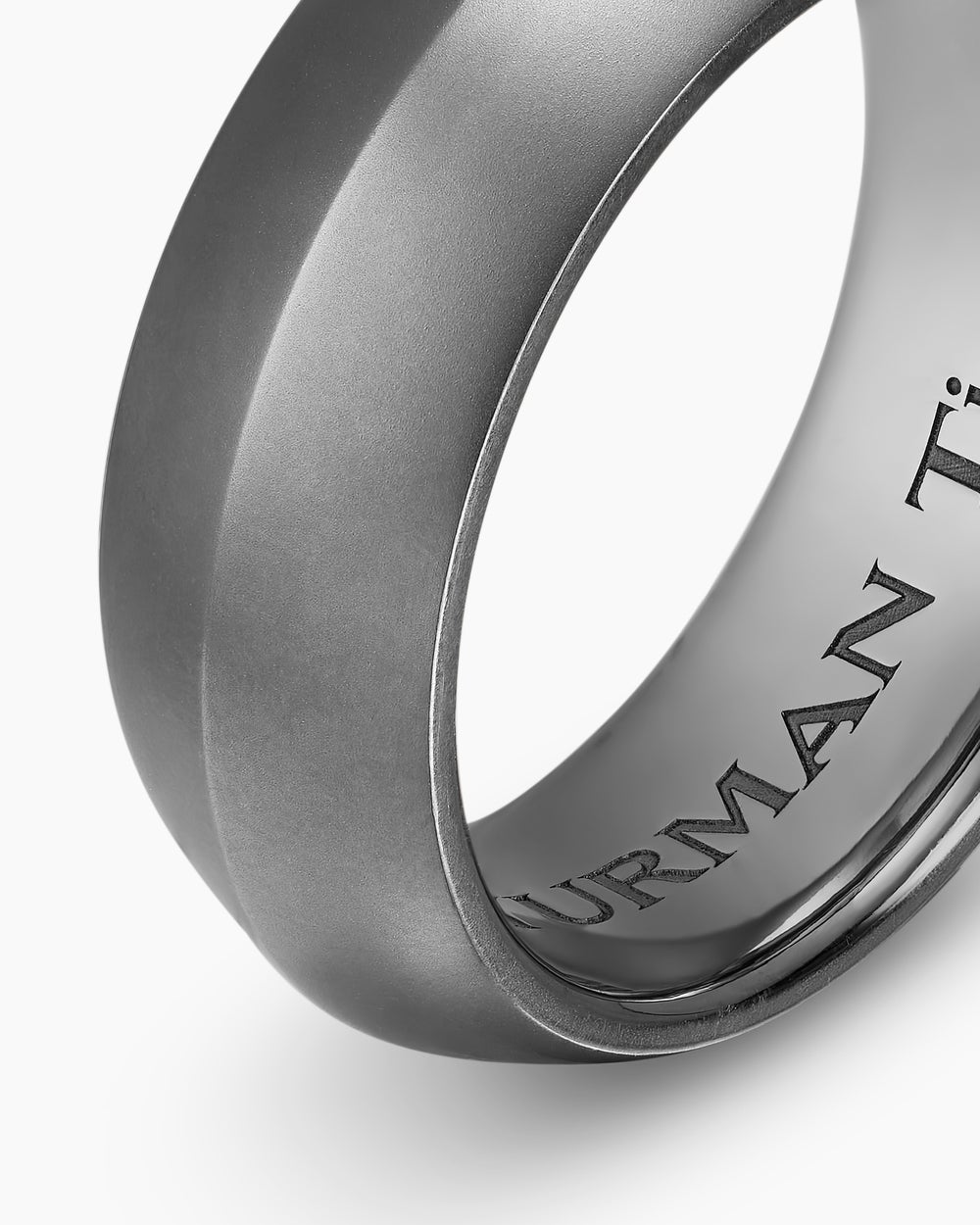 Mens Knife Edge Band Ring in Anthracite Titanium, 8mm