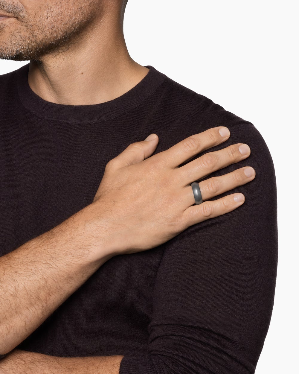 Mens Knife Edge Band Ring in Anthracite Titanium, 8mm