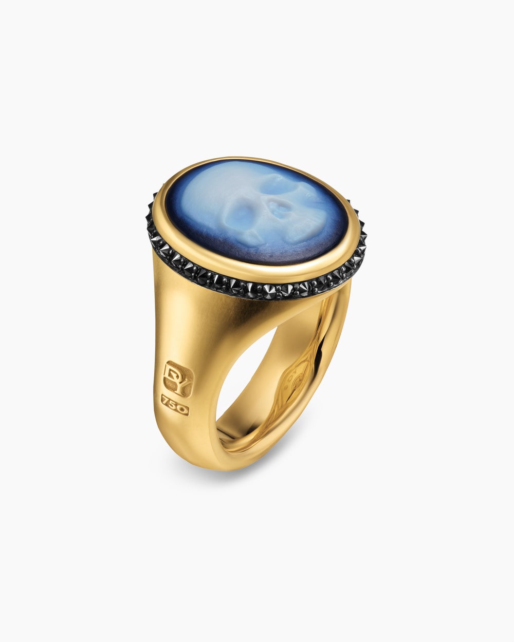 Mens Memento Mori Skull Ring in 18K Yellow Gold, 18.6mm