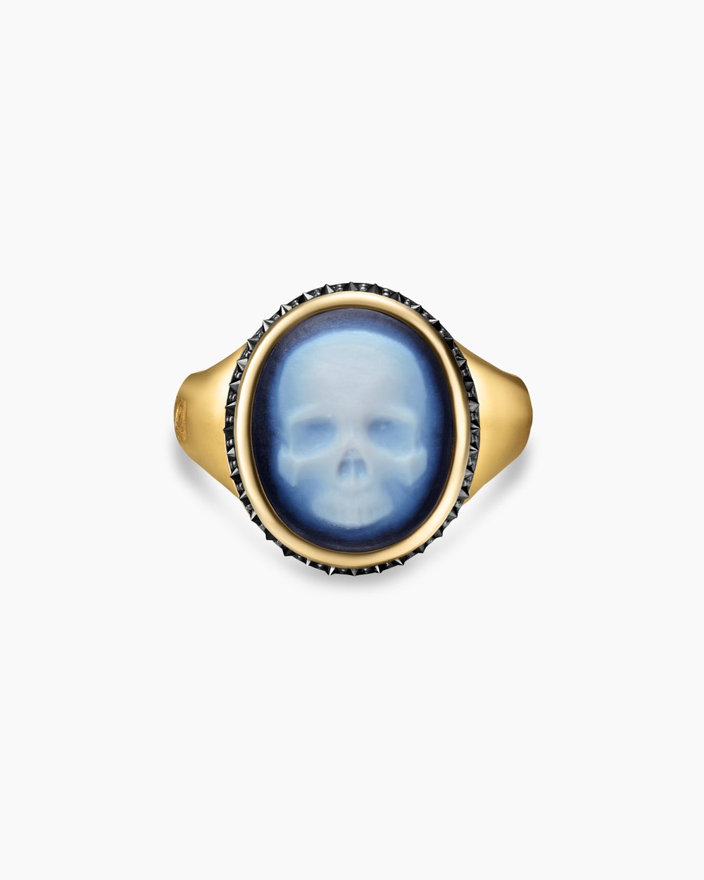 Mens Memento Mori Skull Ring in 18K Yellow Gold, 18.6mm