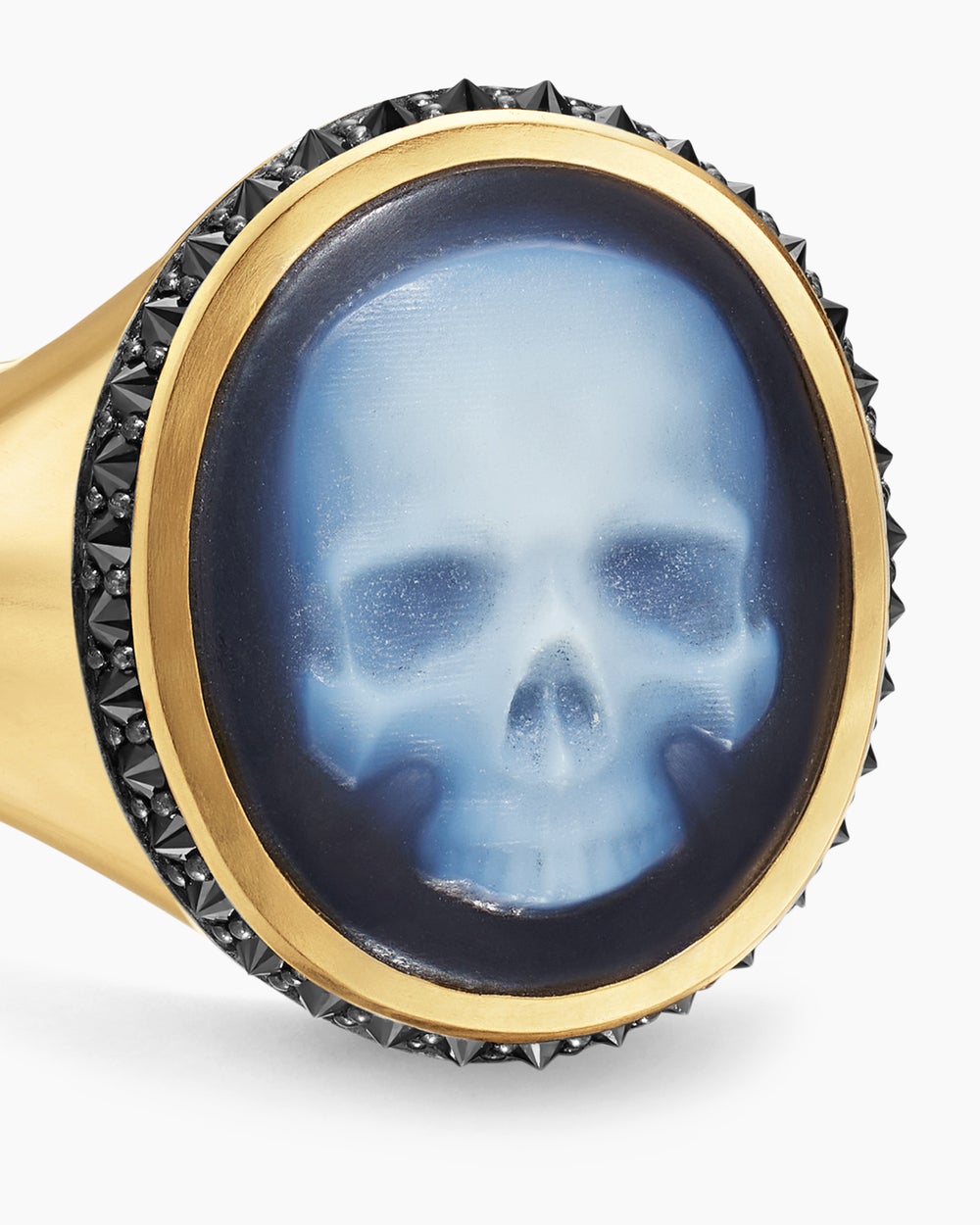 Mens Memento Mori Skull Ring in 18K Yellow Gold, 18.6mm