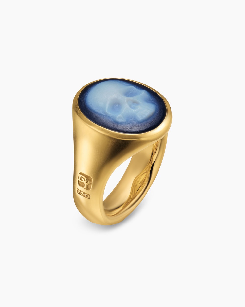 Mens Memento Mori Skull Ring in 18K Yellow Gold, 18.6mm