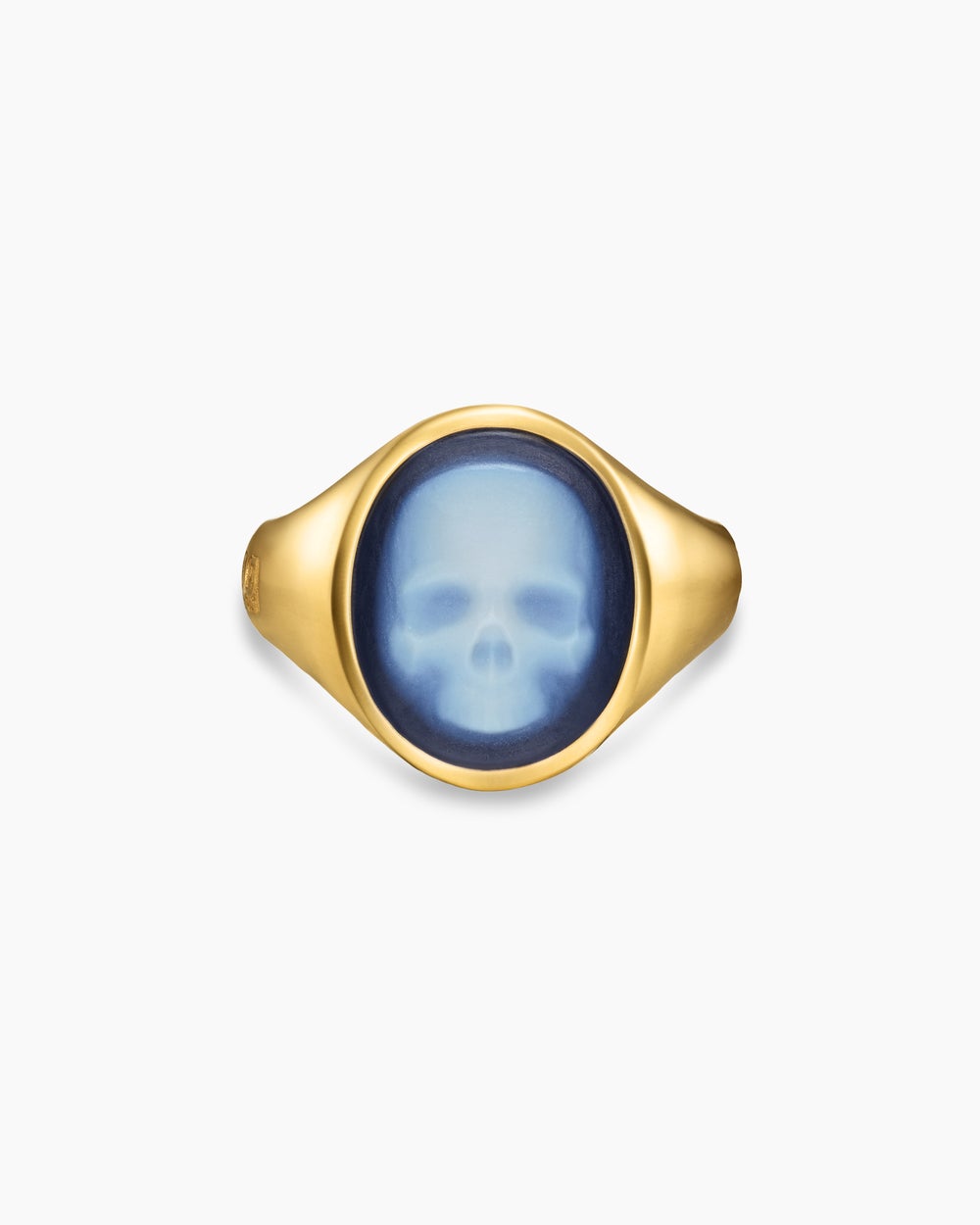Mens Memento Mori Skull Ring in 18K Yellow Gold, 18.6mm