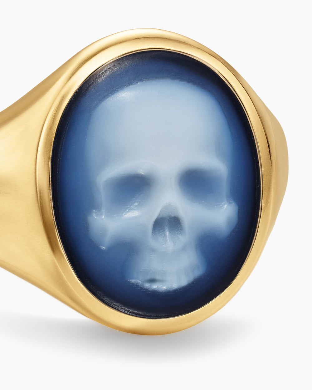 Mens Memento Mori Skull Ring in 18K Yellow Gold, 18.6mm