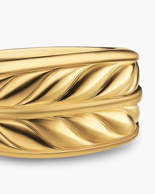 Mens Chevron Three Sided Signet Ring in 18K Yellow Gold, 12.5mm