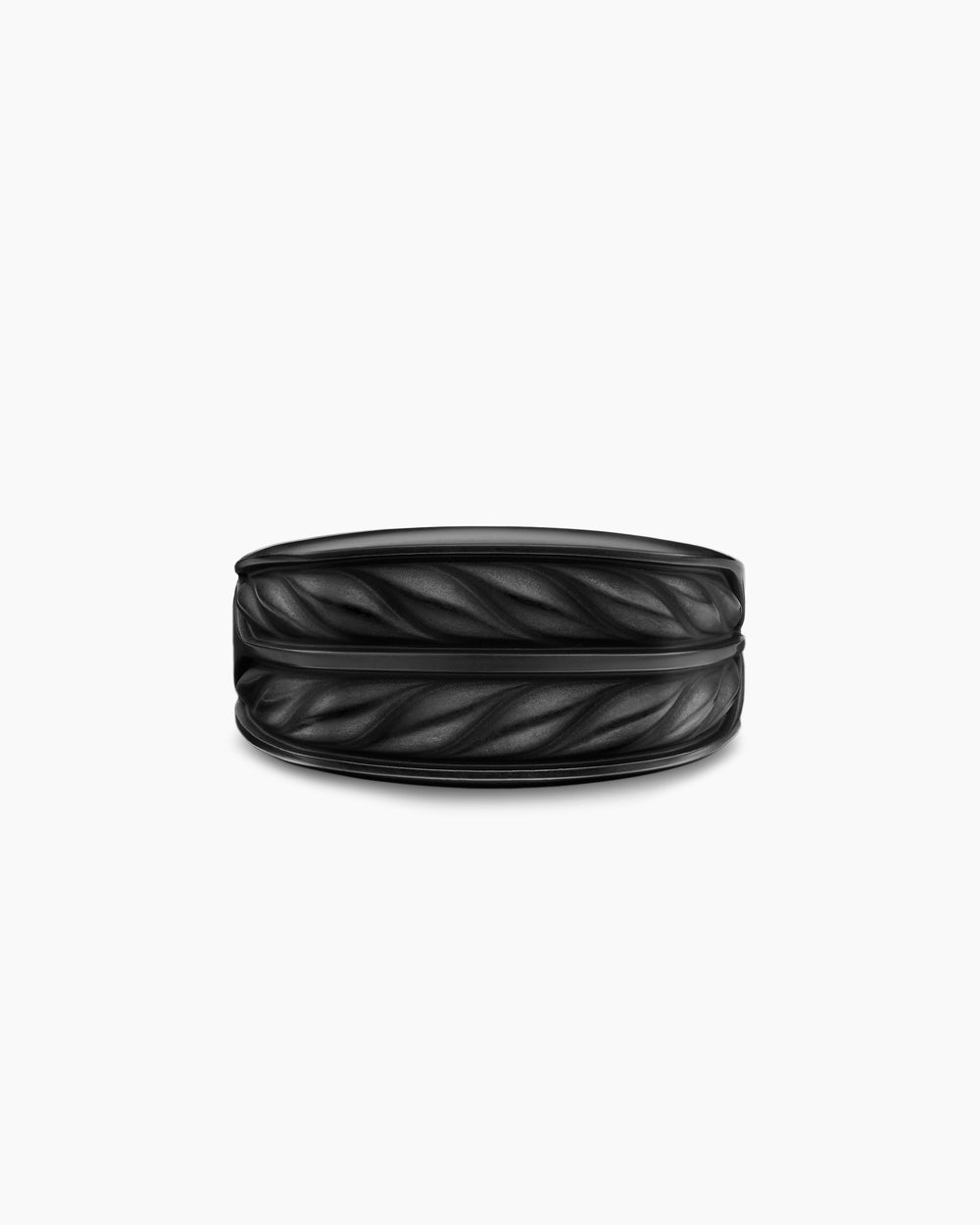 Chevalière Chevron à trois faces en titane noir, 12,5 mm hommes