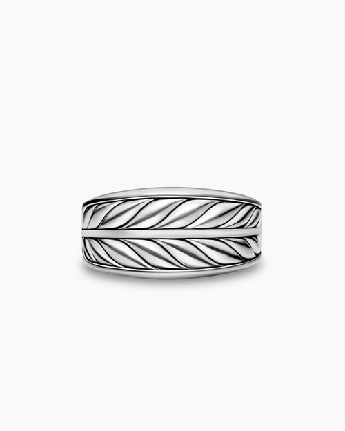 Mens Chevron Three Sided Signet Ring in Sterling Silver, 12.5mm