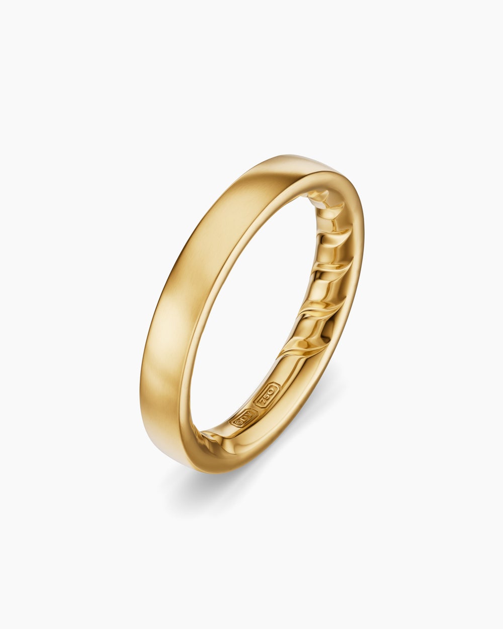 Mens Streamline Band Ring in 18K Yellow Gold, 4mm