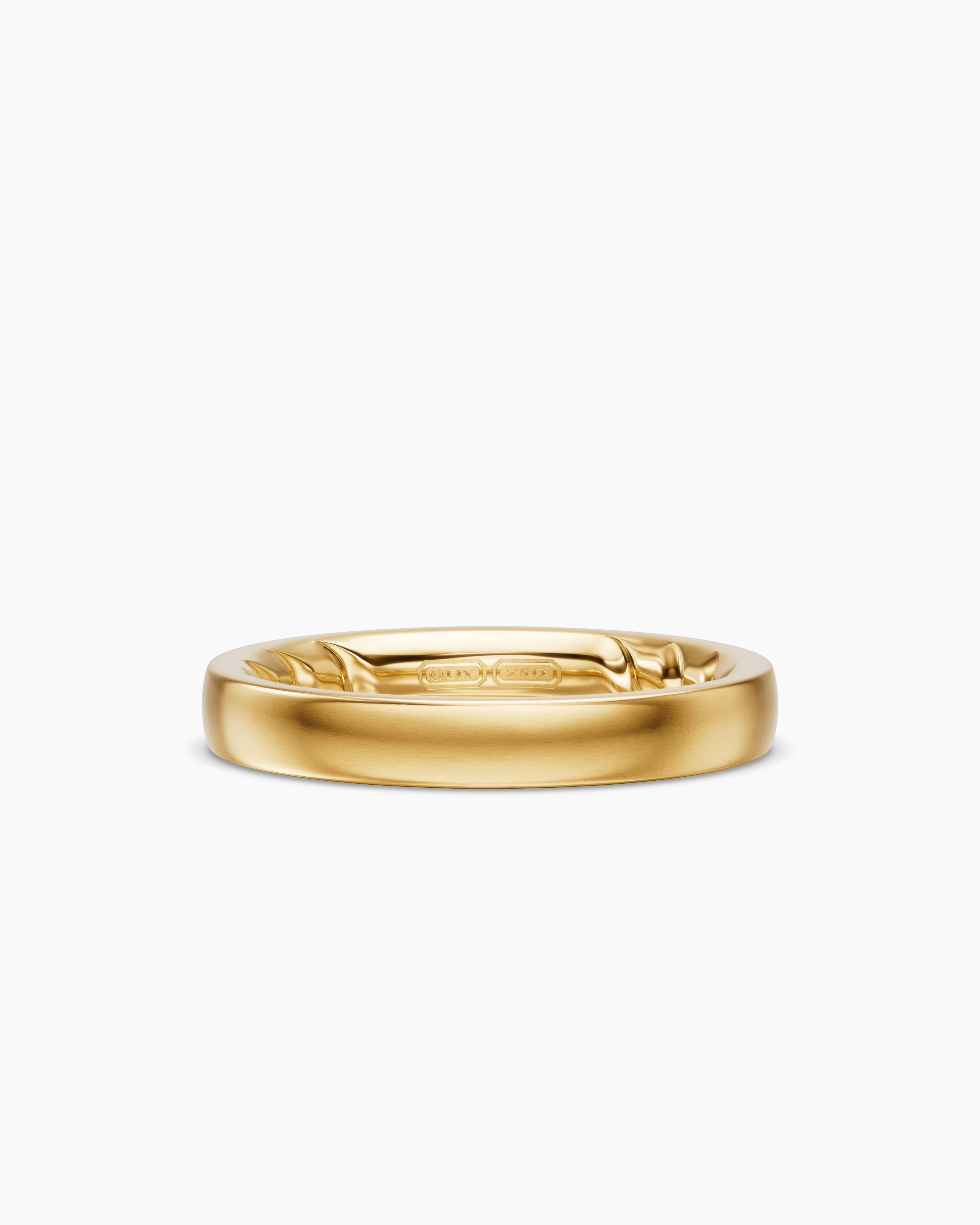Mens Streamline Band Ring in 18K Yellow Gold, 4mm