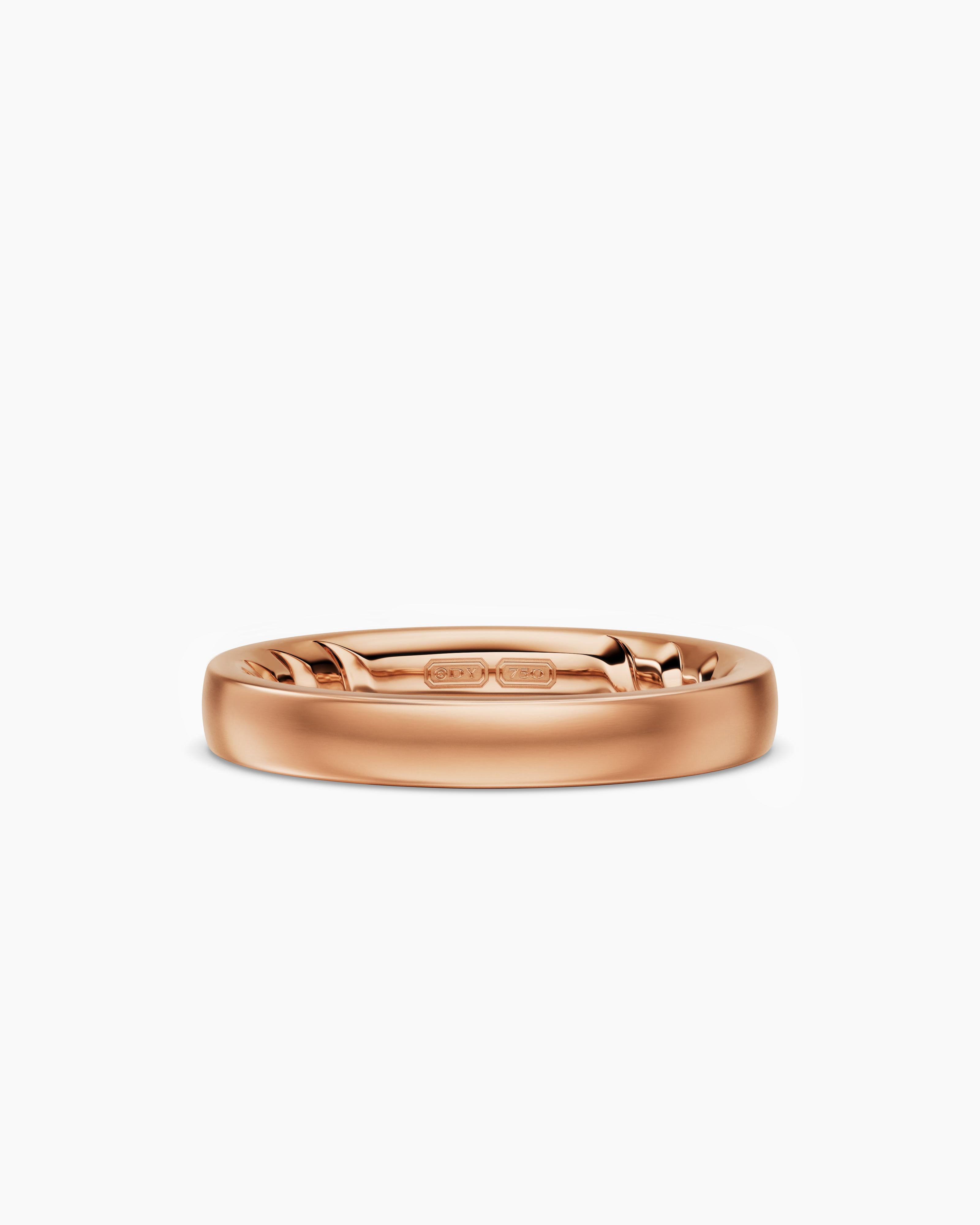 Mens Streamline Band Ring in 18K Rose Gold, 4mm