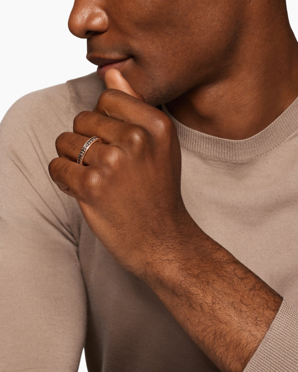 Mens Streamline Band Ring in 18K Rose Gold, 4mm