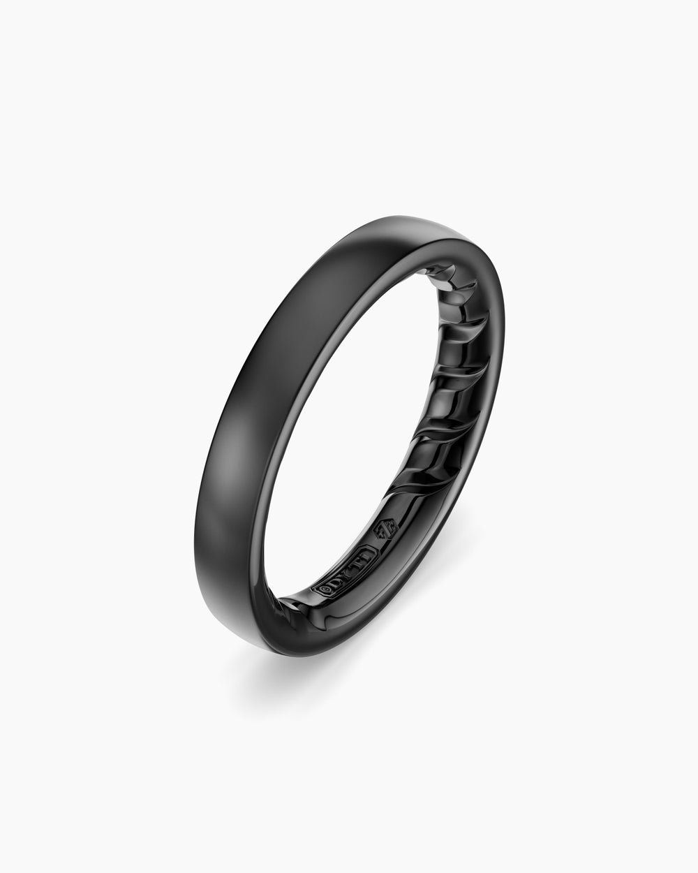Mens Streamline Band Ring in Black Titanium, 4mm