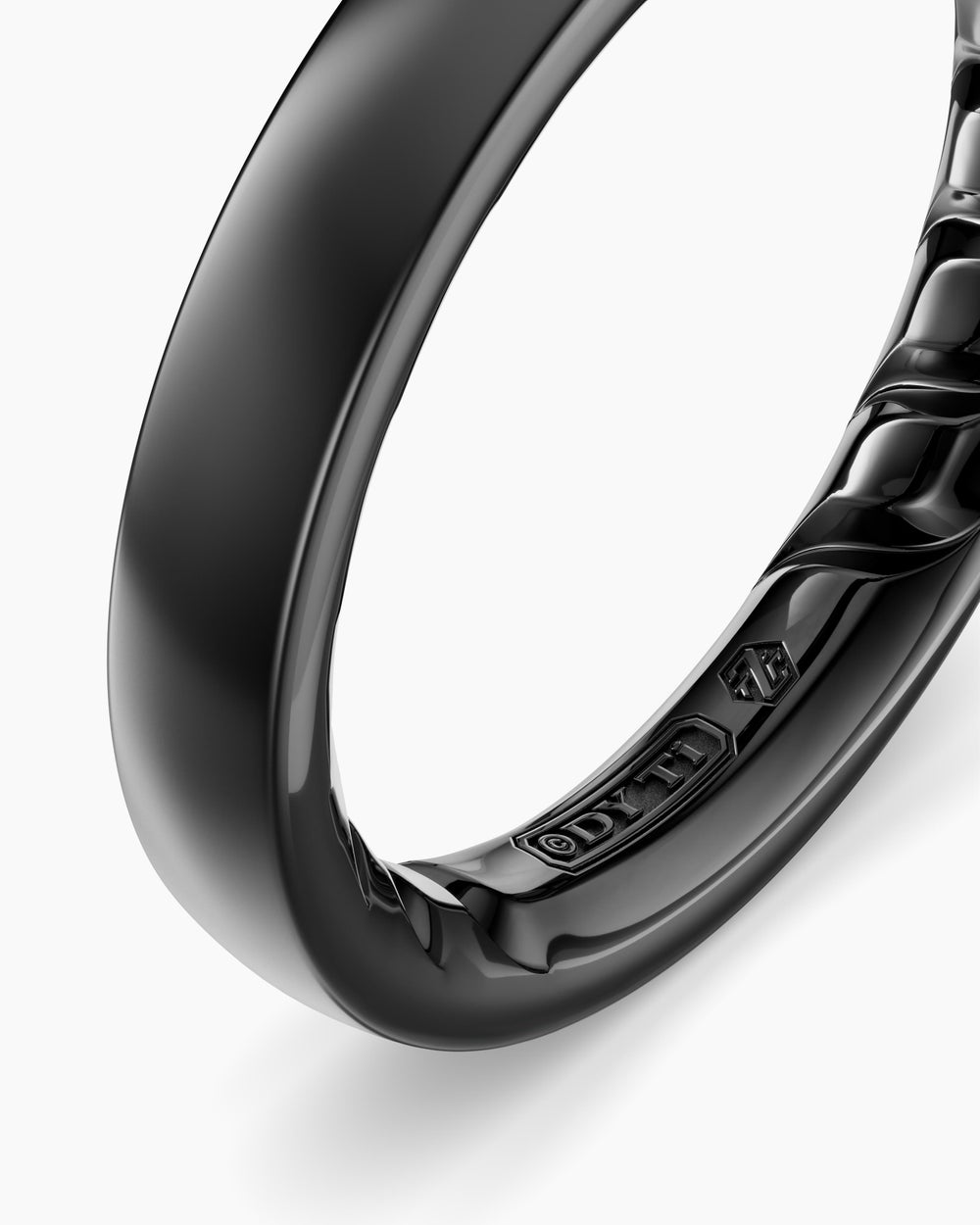 Mens Streamline Band Ring in Black Titanium, 4mm