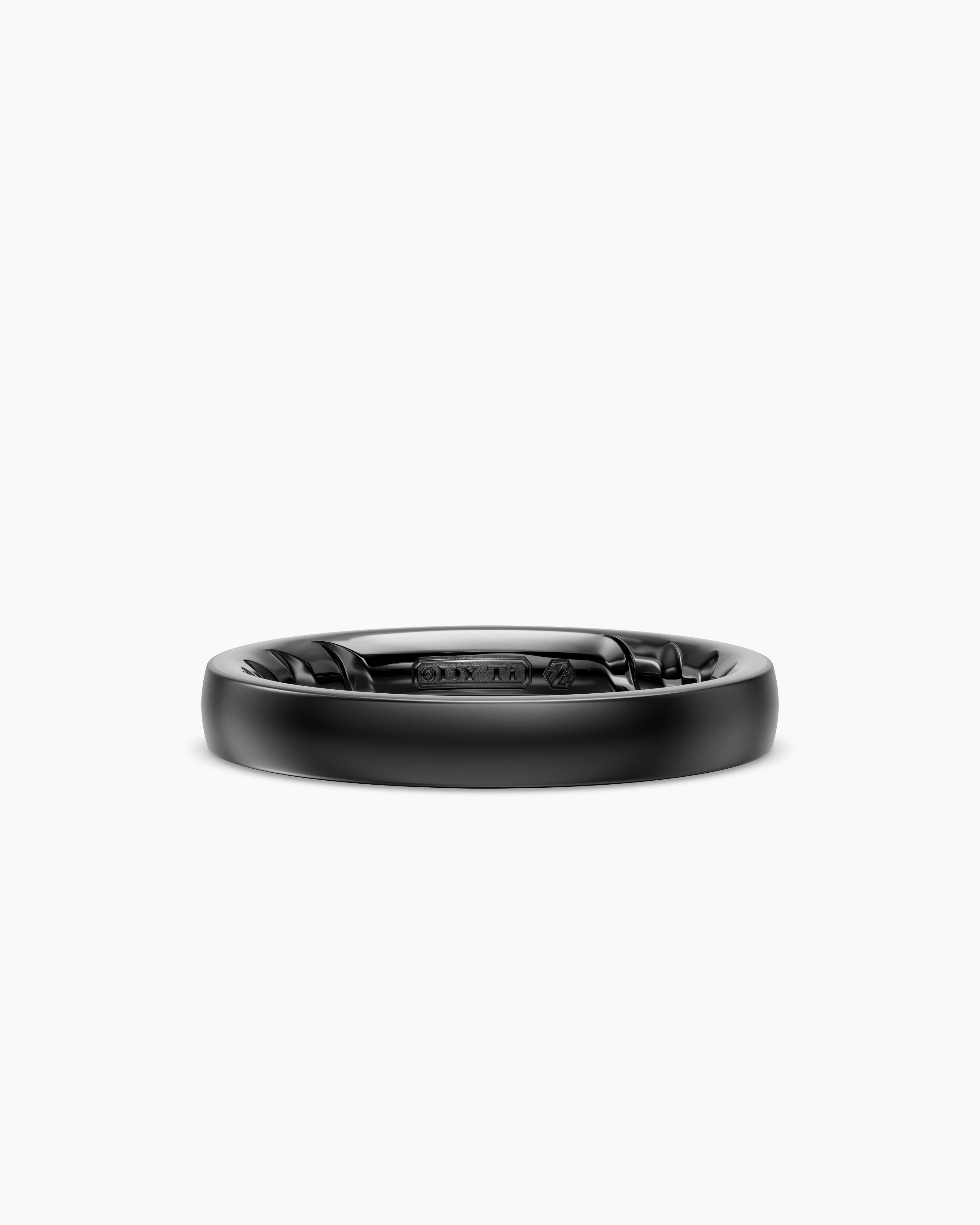 Mens Streamline Band Ring in Black Titanium, 4mm