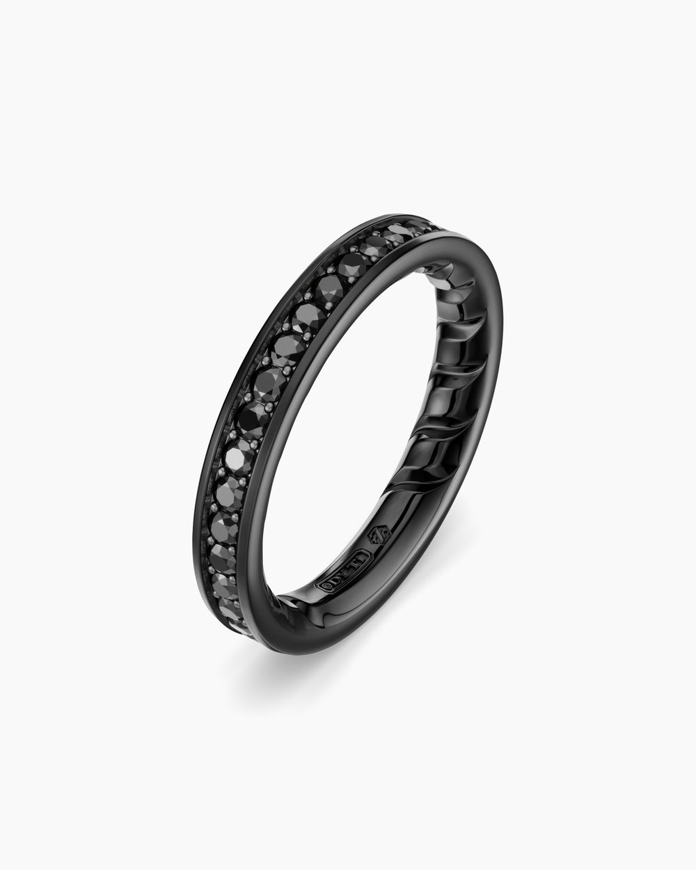 Mens Streamline Band Ring in Black Titanium, 4mm