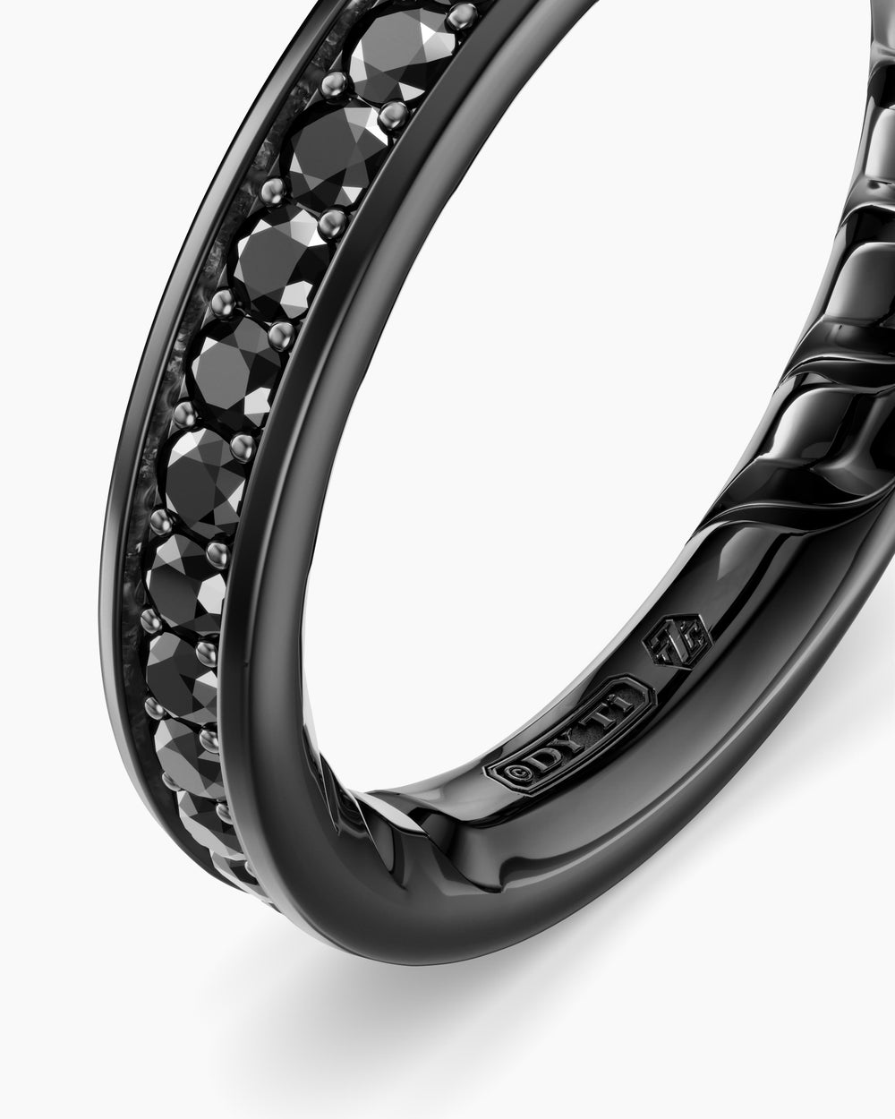 Mens Streamline Band Ring in Black Titanium, 4mm