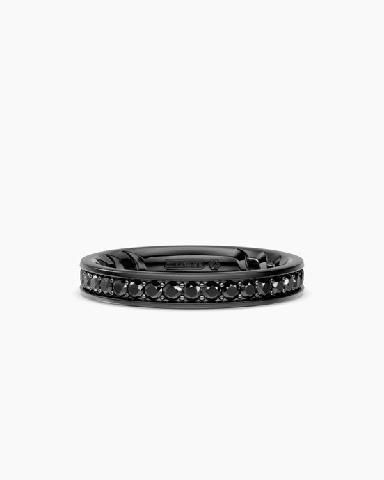 Streamline® Band Ring in Black Titanium with Black Diamonds, 4mm