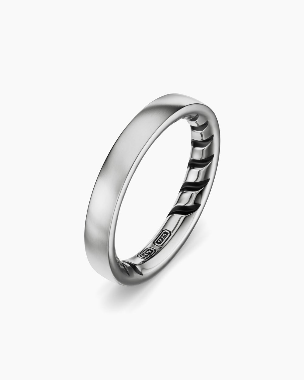 Mens Streamline Band Ring in Sterling Silver, 4mm