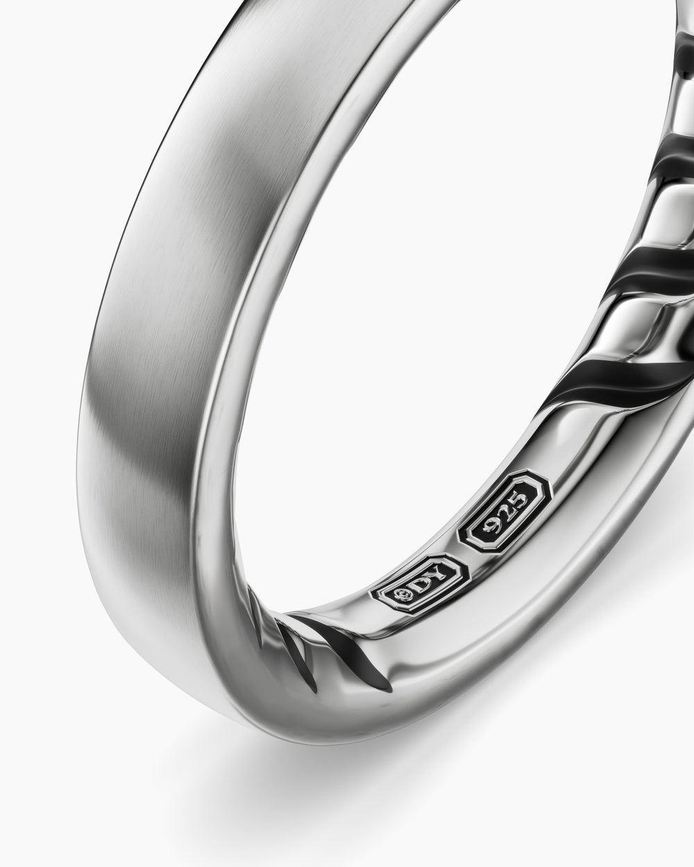 Mens Streamline Band Ring in Sterling Silver, 4mm