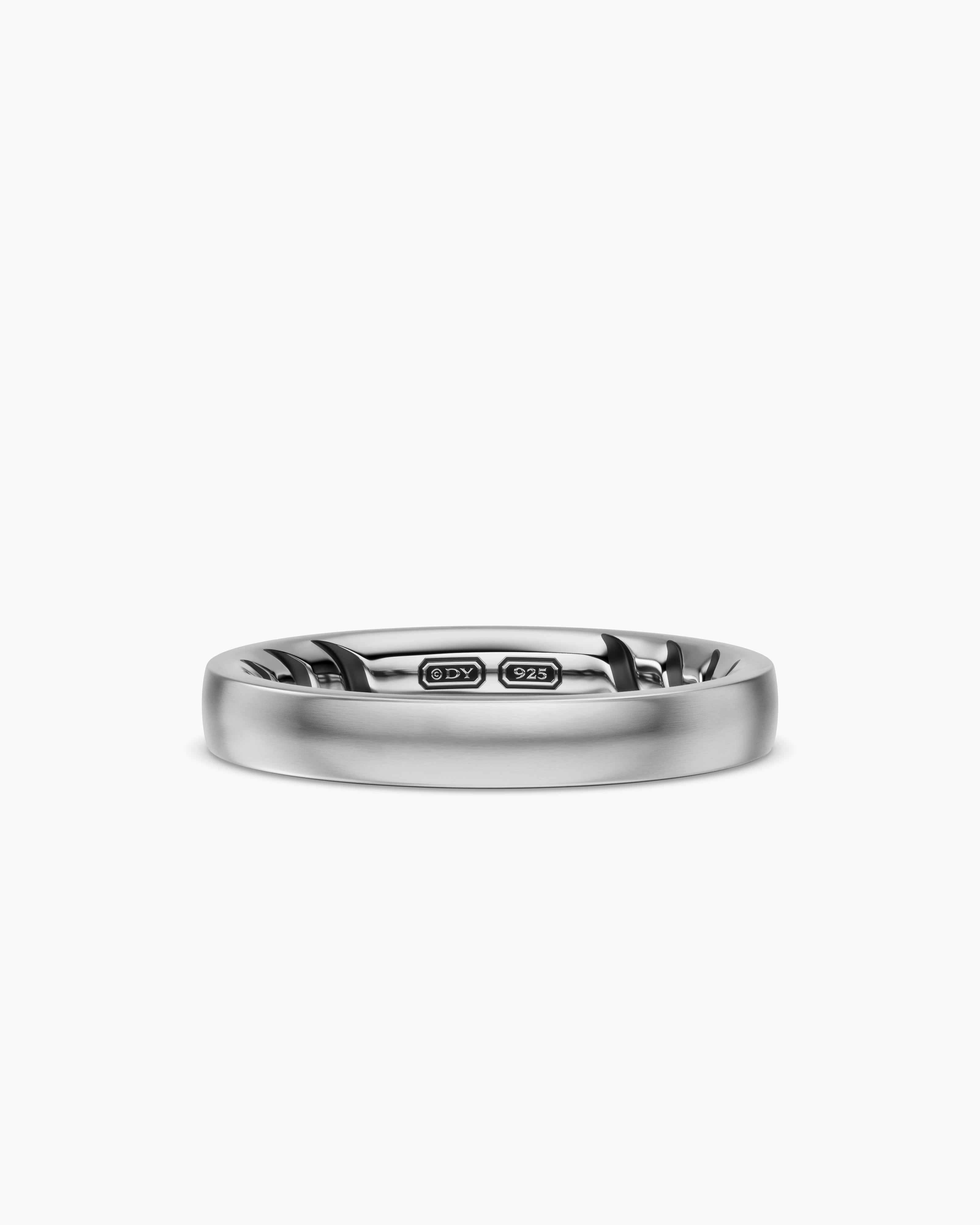 Mens Streamline Band Ring in Sterling Silver, 4mm