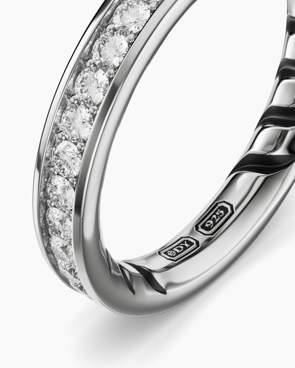 Mens Streamline Band Ring in Sterling Silver, 4mm