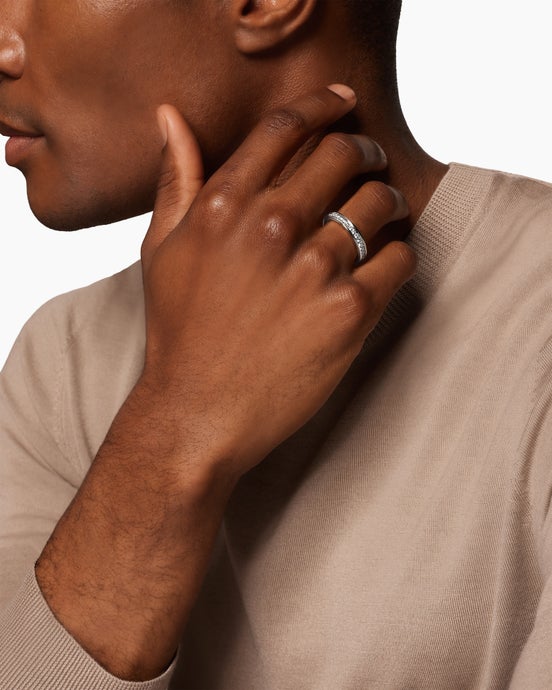 Streamline® Band Ring in Sterling Silver with Diamonds, 4mm