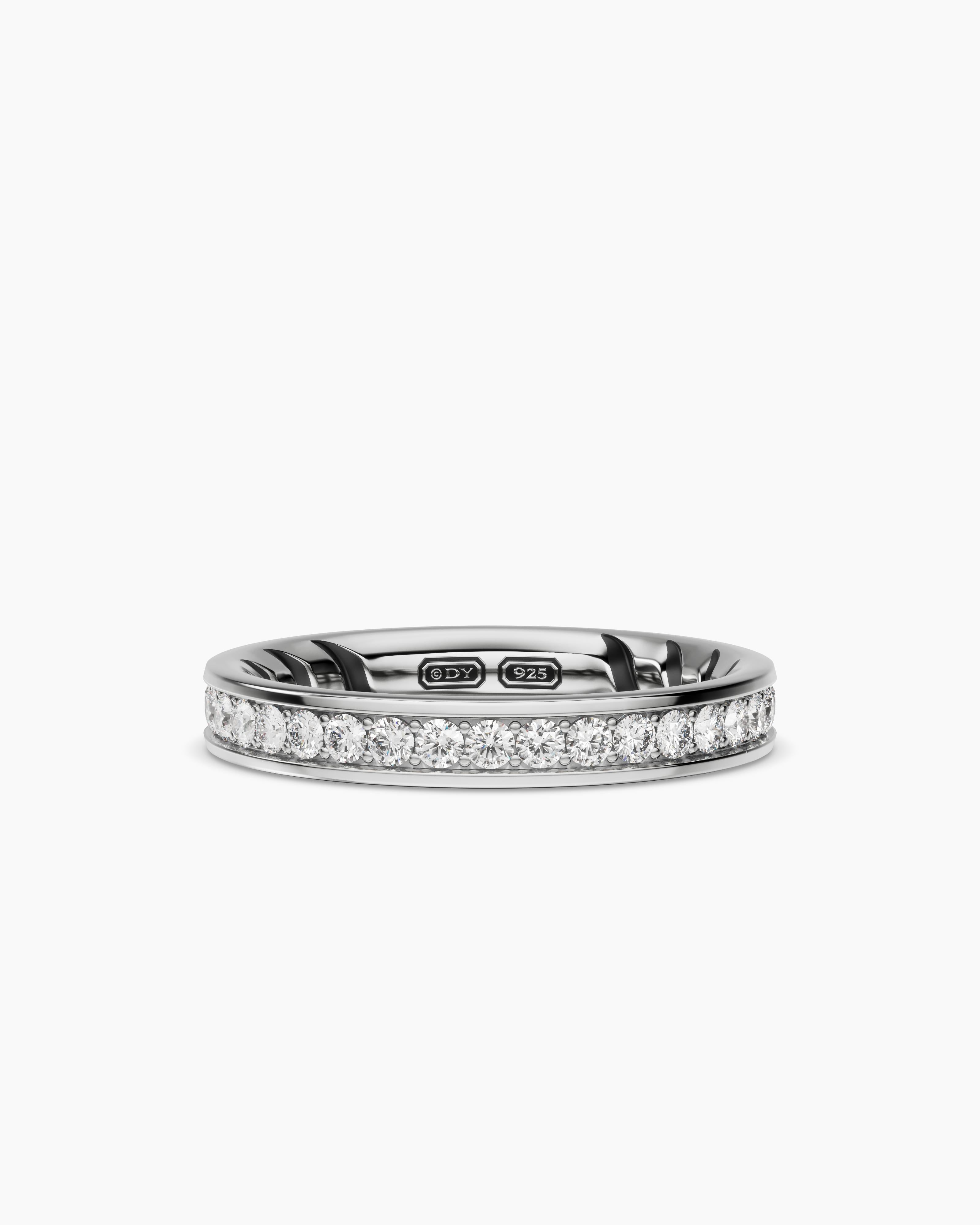 Mens Streamline Band Ring in Sterling Silver, 4mm
