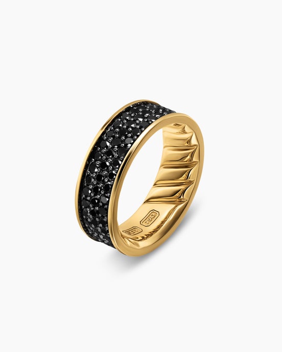 Streamline® Band Ring in 18K Yellow Gold with Black Diamonds, 7.6mm