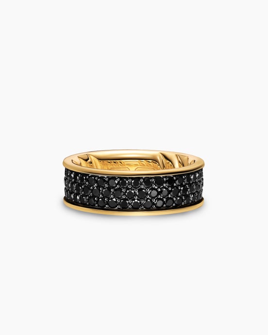 Streamline® Band Ring in 18K Yellow Gold with Black Diamonds, 7.6mm