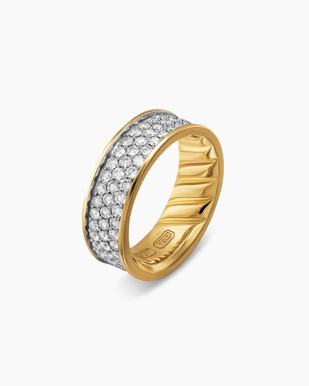 Mens Streamline Band Ring in 18K Yellow Gold, 7.6mm