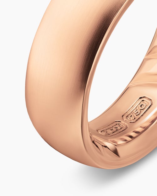Mens Streamline Band Ring in 18K Rose Gold, 7.6mm
