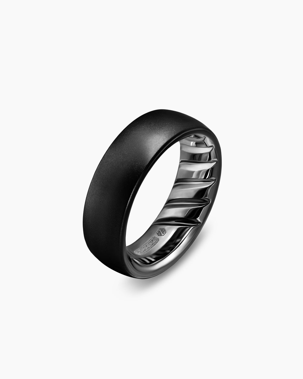Mens Streamline Band Ring in Black Titanium, 7.6mm