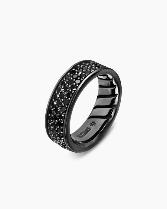 Streamline® Band Ring in Black Titanium with Black Diamonds, 7.6mm