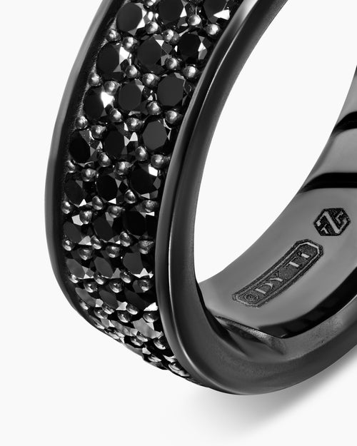 Mens Streamline Band Ring in Black Titanium, 7.6mm