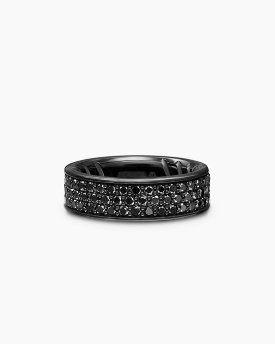 Streamline® Band Ring in Black Titanium with Black Diamonds, 7.6mm