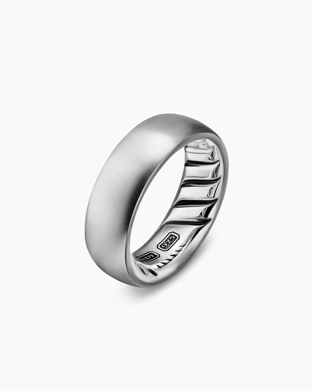 Mens Streamline Band Ring in Sterling Silver, 7.6mm