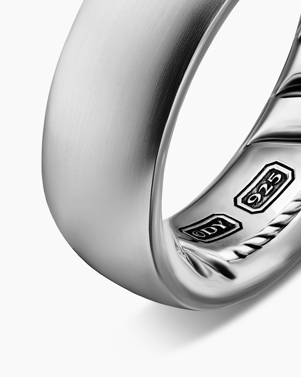 Mens Streamline Band Ring in Sterling Silver, 7.6mm