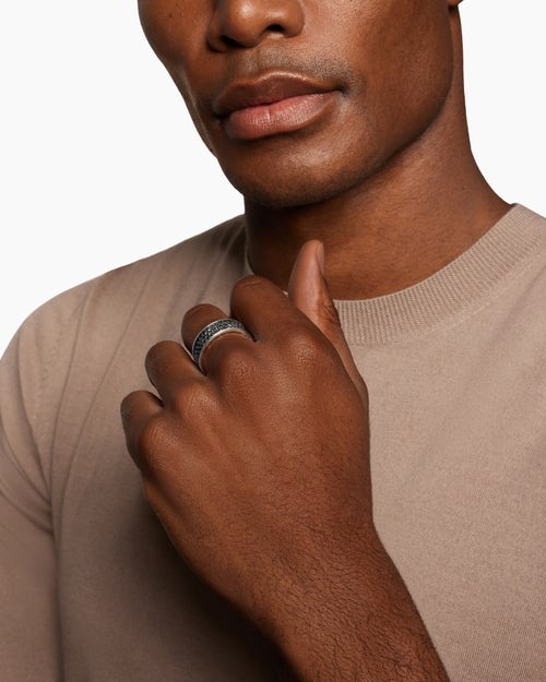 Mens Streamline Band Ring in Sterling Silver, 7.6mm