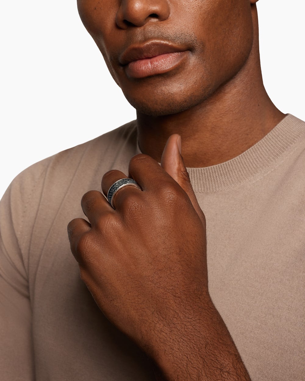 Mens Streamline Band Ring in Sterling Silver, 7.6mm