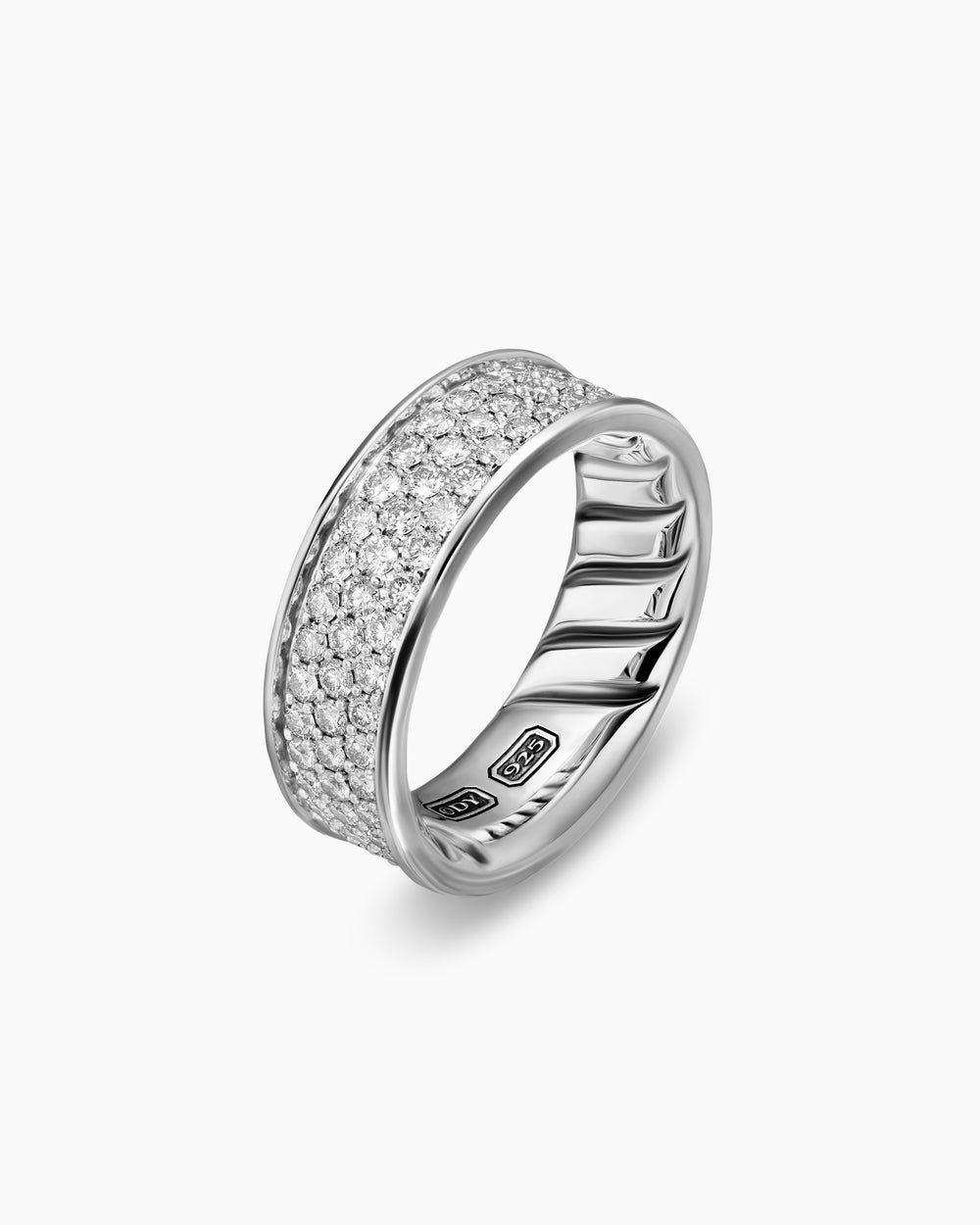 Mens Streamline Band Ring in Sterling Silver, 7.6mm