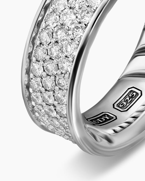 Mens Streamline Band Ring in Sterling Silver, 7.6mm