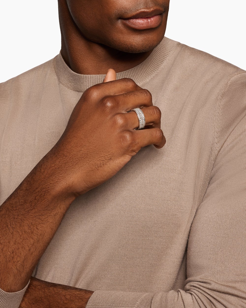 Mens Streamline Band Ring in Sterling Silver, 7.6mm