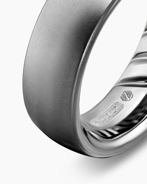 Mens Streamline® Band Ring in Anthracite Titanium, 7.6mm
