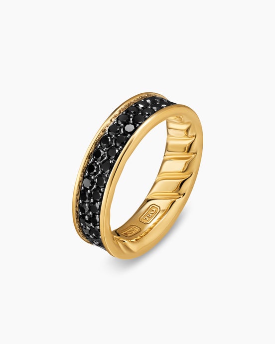 Streamline® Band Ring in 18K Yellow Gold with Black Diamonds, 6.2mm