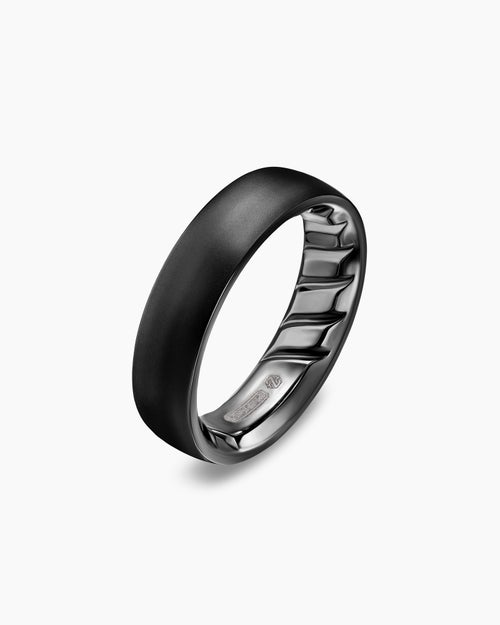 Mens Streamline Band Ring in Black Titanium, 6.2mm