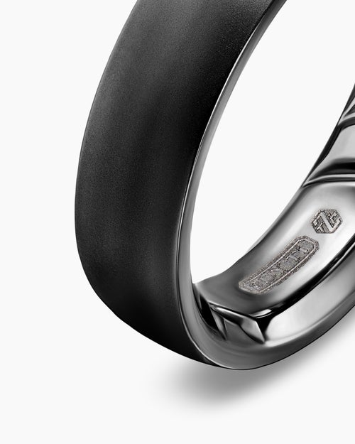 Mens Streamline Band Ring in Black Titanium, 6.2mm