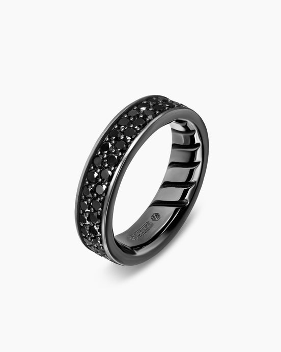 Streamline® Band Ring in Black Titanium with Black Diamonds, 6.2mm