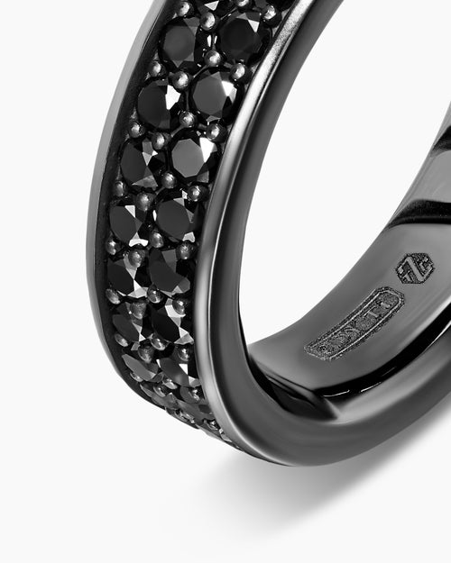Mens Streamline Band Ring in Black Titanium, 6.2mm