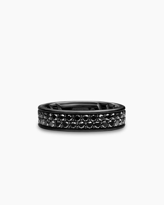 Streamline® Band Ring in Black Titanium with Black Diamonds, 6.2mm