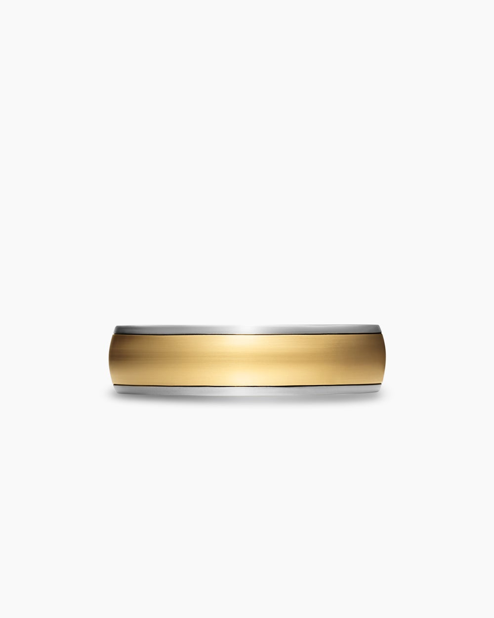 Mens Streamline Band Ring in Sterling Silver with 18K Yellow Gold, 6.2mm
